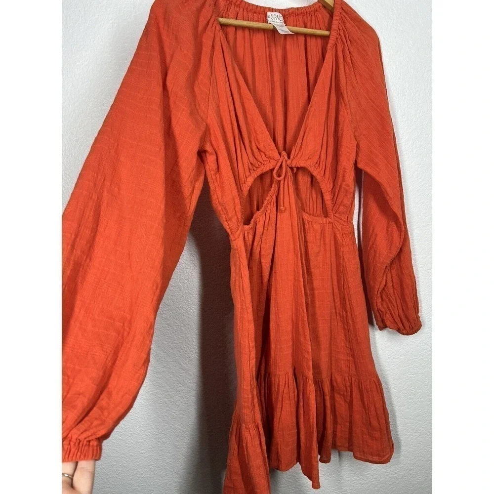 L* Space Feelin Fine Coverup Dress Medium M Cutout Poppy Orange